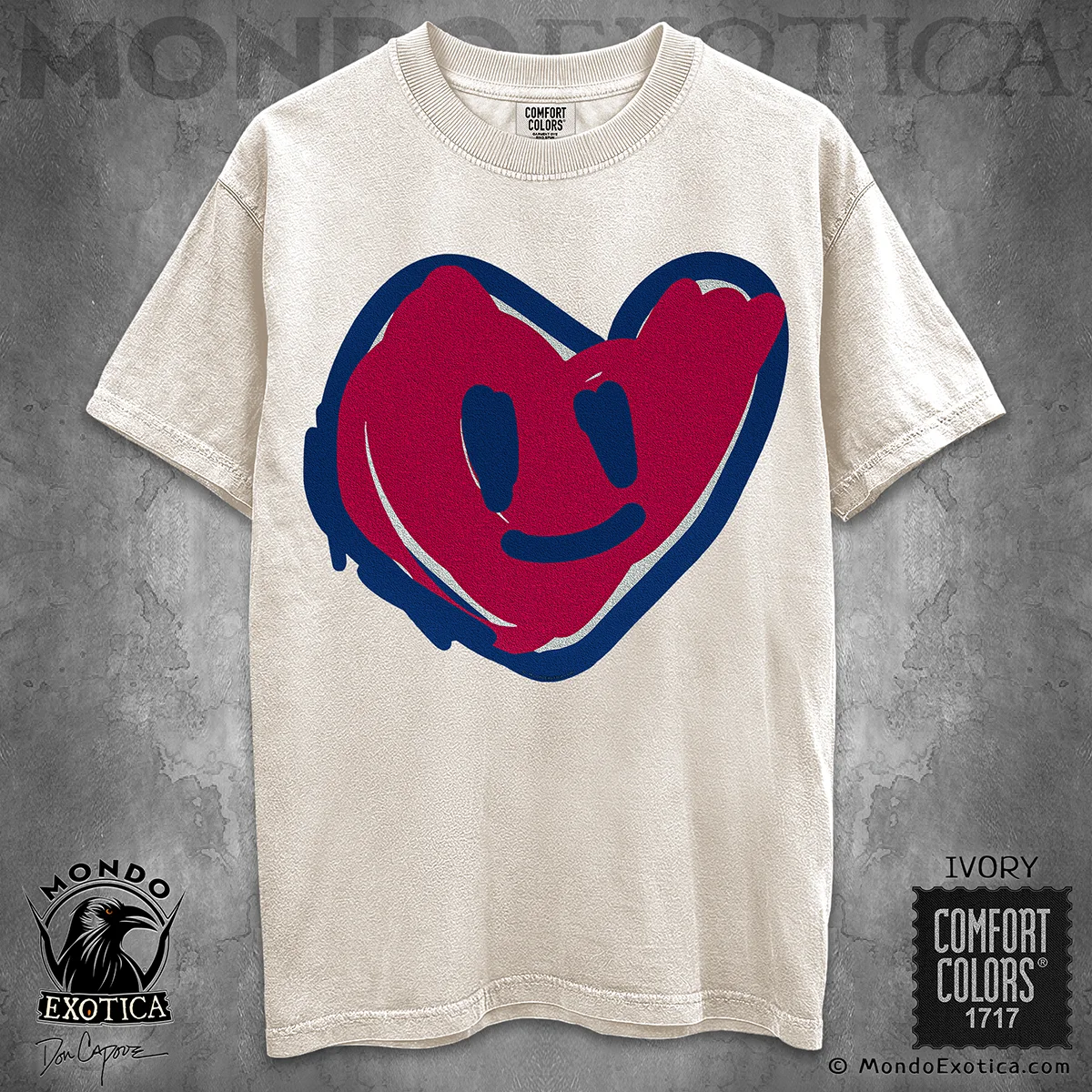 Hand-Drawn Love Heart T-Shirt featuring a smiling heart design by Don Capone