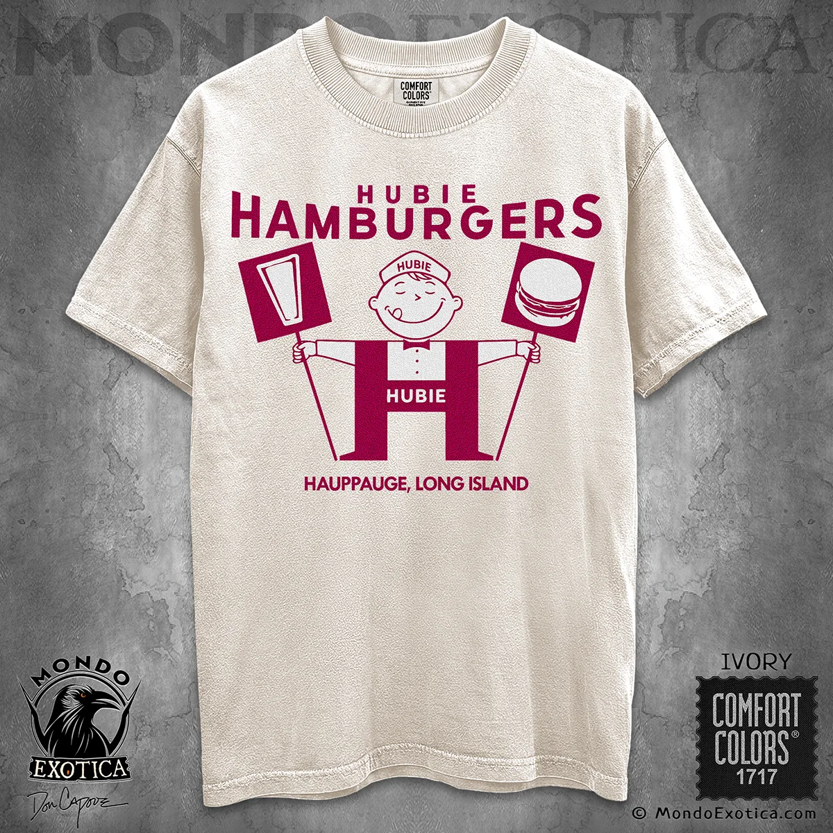 Hubie Hamburgers T-Shirt featuring retro Hauppauge Long Island restaurant artwork by Don Capone