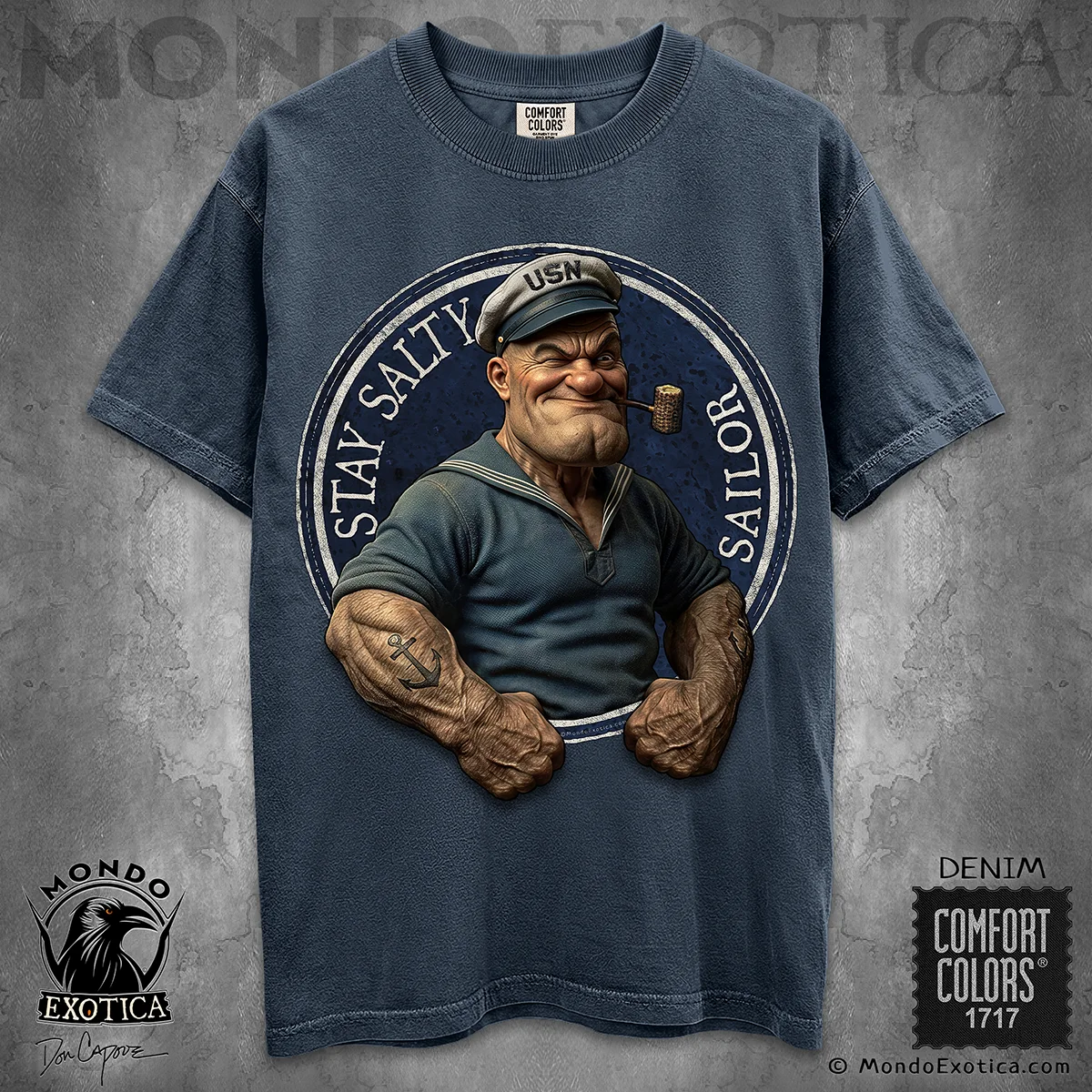 Stay Salty USN T-Shirt featuring vintage sailor artwork by Don Capone